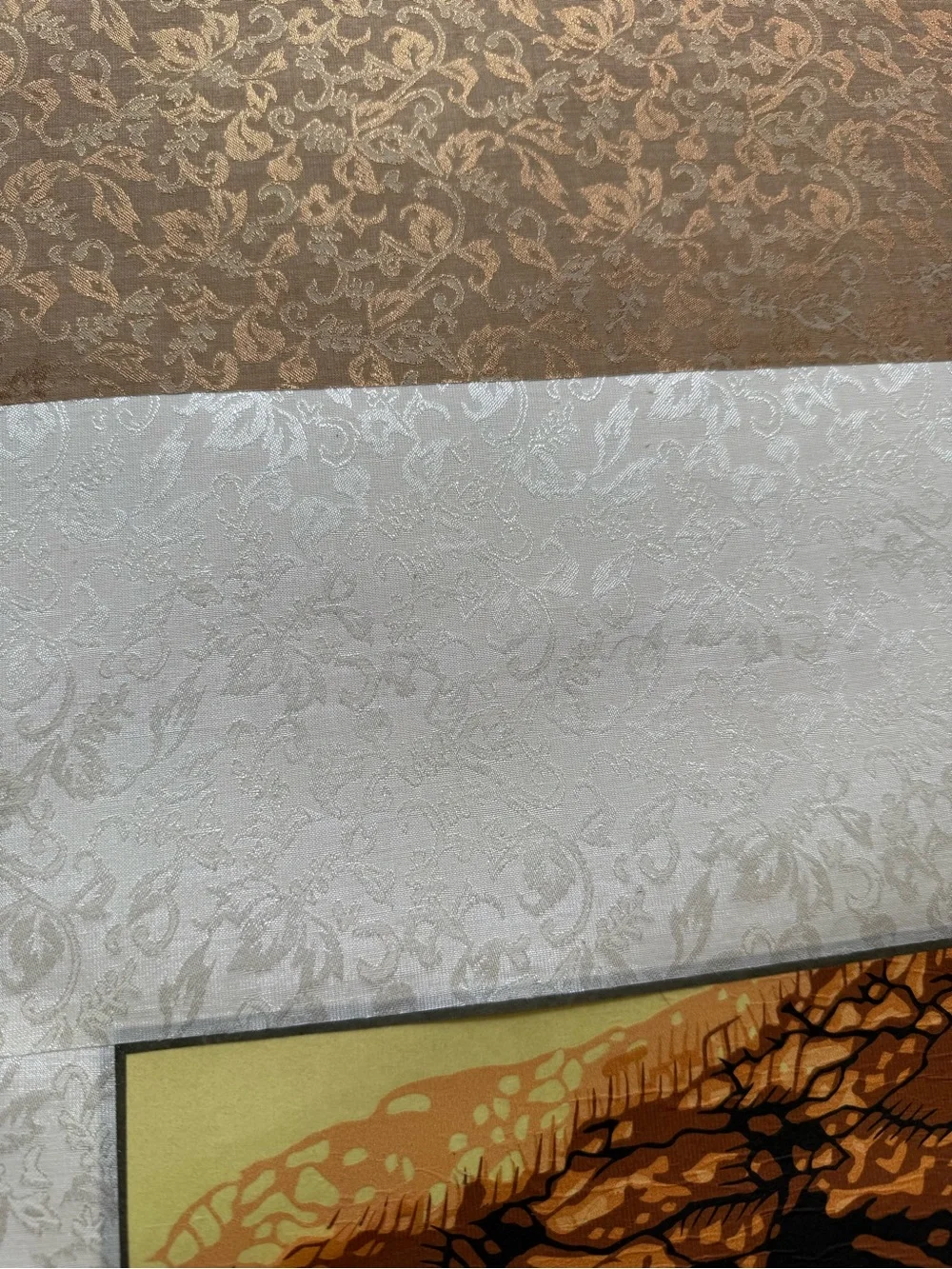 Yungang Grottoes Buddha Laser-Cut Papercut Art Scroll – 6 Foot, Silk Brocade